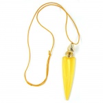 necklace, large triangle, yellow/ dull - 00028