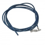 leather strap round cord cowhide 2mm blue colored with 1x clasp silver colored ca. 1m - 02000-05