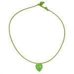 necklace, heart, green - 02074