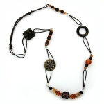 necklace, brown, beads, 95cm - 02626