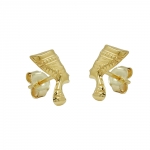 stud earrings 10x6mm nefertiti shiny 9k gold - 430475