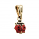pendant 6x5mm ladybird red-black lacquered 9kt gold - 430549