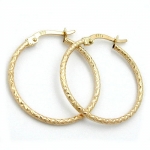 hoop earrings, diamond cut, 9k gold - 430983