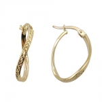 hoop earrings 23x15x2mm oval twisted diamond cut 9k gold - 431173