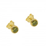 stud earrings 4.5mm cubic zirconia olive green 9k gold - 431505