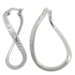 hoop earrings, oval & twisted, silver 925 - 93300