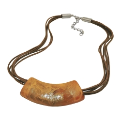 Necklace, Flat Tube Pendant, Ochre-Light Brown