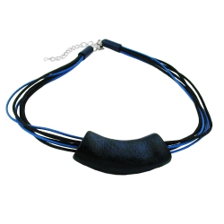 NECKLACE, TUBE, FLAT CURVED, DARKBLUE, 50CM