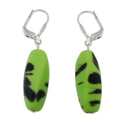 Leverback earrings glass beads kiwi green