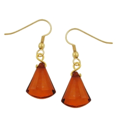 Hook earrings grinded flat cone brown
