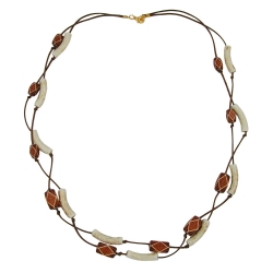 necklace tubes-beads, brown