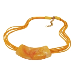NECKLACE, TUBE,. FLAT CURVED, YELLOW, 50CM