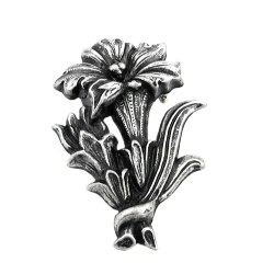 Brooch gentian antique silver coloured