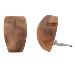 Clip-on earring trapezium beige brown marbled
