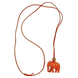 Necklace, Elephant, Orange Marbled