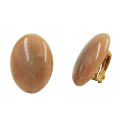Clip-on earring oval light brown marbled