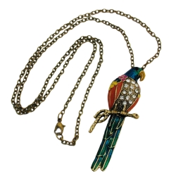 Necklace, parrot, multi-colored