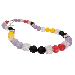 Necklace, Honeycomb Beads multicolor, faceted