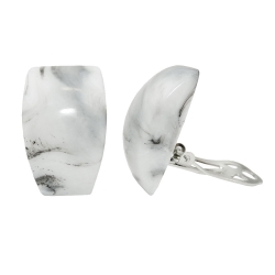 earring clip-on trapezium, white-grey