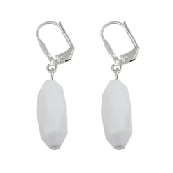 Leverback earrings olive shaped white