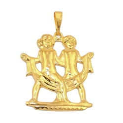zodiac pendant, gemini, gold plated