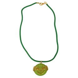 Necklace, Clown, Green, Matte Polished