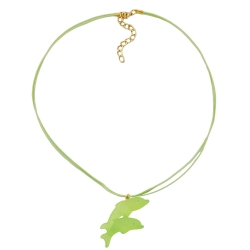 Necklace, Dolphin, Light Green, Matte, 45mm