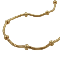 Bracelet, snake and ball chain, gold plated, 19cm 