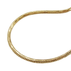 Necklace, round snake chain, gold plated, 70cm 