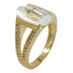 Ring, 18ct Gold Plating, 14mm Zirconia