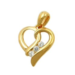 Pendant heart with zirconia , 3 micron gold-plated