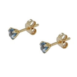 earrings synthetic aqua 4mm, 9K GOLD