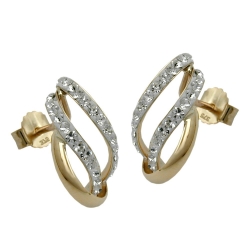 Stud earrings, with zirconias, 9k gold 