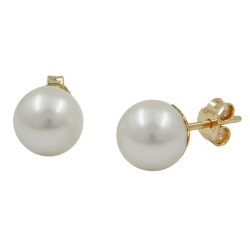 earrings, pearl 8mm, 9K GOLD
