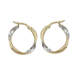 Hoop Earrings, Rhodium Plated, 9K Gold