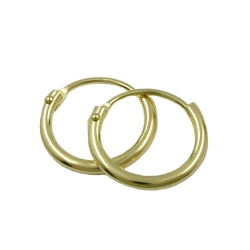 hoop earrings 11mm wire hoop plug-in closure shiny 8k gold - 431346