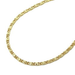 necklace S-curb, 2xdiamond cut, 14K GOLD