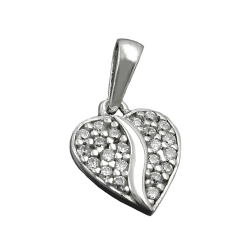 Pendant, Heart with Zirconia, Silver 925