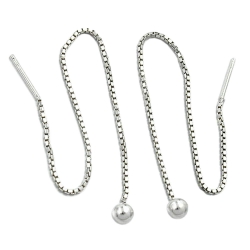 EARRINGS, CHAIN WITH BALL, SILVER 925