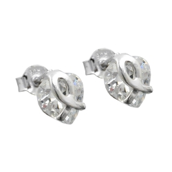 Stud Earrings, Zirconia Heart, Silver 925