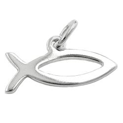 pendant, Jesus-sign fish, silver 925