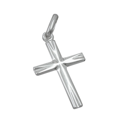 pendant, small cross, shiny, silver 925