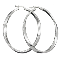 Hoop Earrings, Oval Shape, Silver 925