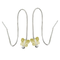 Chain Earrings, Yellow Butterfly, Silver 925