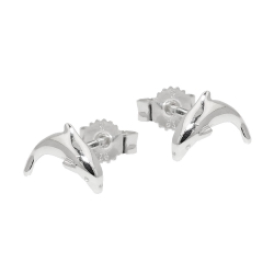 EARRINGS, DOLPHINS, SHINY, SILVER 925