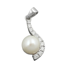 Pendant, Pearl with Zirconia, Silver 925