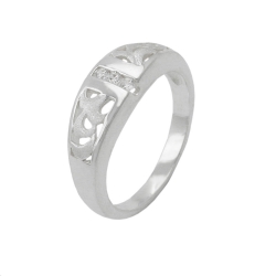 Ring, 3 Zirconia Crystals, Silver 925