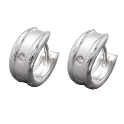 Hoop Earrings, Zirconia, Silver 925