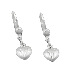 Leverback Earrings, Hearts, Silver 925