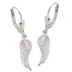 leverback earrings, wings, silver 925